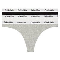 Calvin Klein Cotton Stretch Thong 經典基本款女內褲 棉質丁字褲 CK內褲-黑、灰、白 三入組