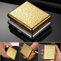 Pure Cpper Cigarette Case 20/28 pieces Capacity Men Wealth Flower Cigarette Box Holder Portable Hand-carved Smoking Accessories