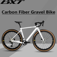 BXT 700C Gravel Bike Carbon Fiber Bicycle SHIMANO GRX-600 11 Speeds Carbon Wheels + Carbon Handlebar Gravel Road Bike Completed