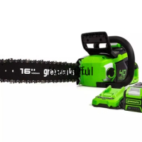 Greenworks 40V 16-inch Brushless Chainsaw with 4 Ah Battery and Charger, 2016802AZ Electric Saw Chainsaws Woodworking Tools