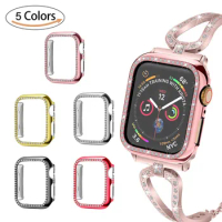Diamond Watch Cover Luxury Bling Crystal PC Cover for Apple Watch Case for iWatch Series 4 3 2 1 Case 42mm 38mm Band 5 Colors