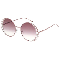 FENDI  圓框 水鑽 太陽眼鏡(粉色)