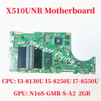 X510UNR For ASUS X510URR X510UQ X510UA X510UF Laptop Motherboard CPU: I3 I5 I7 8th Gen GPU: N16S-GMR-S-A2 2GB DDR4 100% Test OK