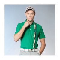 【Jack Nicklaus 金熊】GOLF男款冠軍杯LOGO吸濕排汗條紋POLO/高爾夫球衫(綠色)