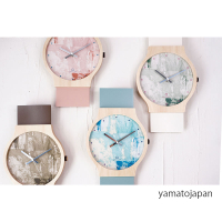 日本 YAMATO  painting clock 手錶造型 掛鐘 時鐘 壁鐘 木製 木頭 工藝 雜貨