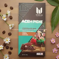 Worcas 90gr Chocolate Bar Dark Cocoa 72% Cocoa Coklat Batang Aceh Pidie Sulawesi Petimba Bali Puluka