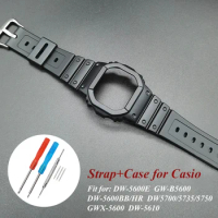 Silicone Band+Case for Casio Band DW5600E/5610 GW-B5600 GWX-5600 Rubber Waterproof Watch Strap Bezel Sports Accessories