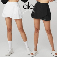 Alo yoga新品速幹開叉運動褲裙 瑜伽裙 褶皺減齡自帶內襯防走光網球裙女