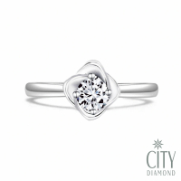【City Diamond 引雅】『冬柏花語』天然鑽石50分白K金戒指 鑽戒
