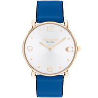 【COACH】官方授權經銷商 Elliot 簡約大數字面盤手錶-36mm/藍皮帶 母親節 禮物(14504203)