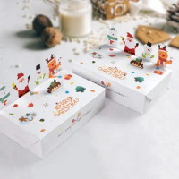 10/20Pcs Cartoon Pattern Christmas Kraft Paper Candy Gift Box Kids Favor Cookie Box Xmas Party Decoration Navidad 2024 New Year