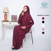 WANODYA Gamis Abaya Set Hijab Dagu Malay Syari Seragam Haji Umroh - Longgar, Lembut & Ringan, Busui 