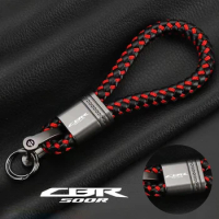 For HONDA CBR500R CBR500 R 2013-2022 Accessories Custom LOGO Motorcycle Braided Rope Keyring Metal Keychain