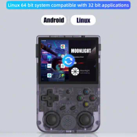 Purple 3.5inch Portable Handheld Game Player Android 11 + Linux System 64GB LANTSUN ANBERNIC RG353V