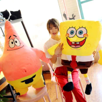 Kawaii SpongeBob Patrick Star Stuffed Plush Toys Cartoon SpongeBob Patrick Star Plushie Anime Doll Boys Girls Birthday Gift