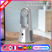 Bladeless Desk Fan with Aromatherapy Storage Compartment Quiet Table Fan USB Charging Small Cooling Fan for Home Office Bedroom
