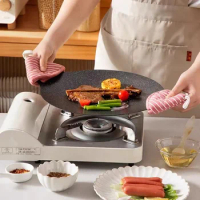 Stove,electric Korean Induction,gas Free Kitchen Round Grill Griddle,compatible For Utensils With Pan Nonstick Cooktop,