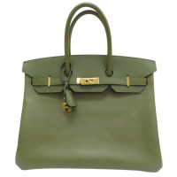 【二手名牌BRAND OFF】HERMES 愛馬仕 抹茶綠 Epsom牛皮 Birkin 35 手提包 □N刻 金扣