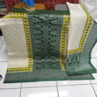 SONGKET PALEMBANG BENANG KRISTAL WARNA PUTIH TUMPAL HIJAU.