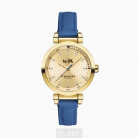 【COACH】COACH手錶型號CH00047(金色錶面金色錶殼寶藍真皮皮革錶帶款)