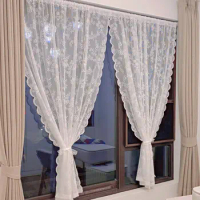 Floral Lace Sheer Rod Pocket Curtain Panel