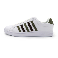 【全館滿額折】 K-swiss Court Tiebreak 白咖綠 皮革 運動 休閒鞋 男款 B3873【新竹皇家07011-983】