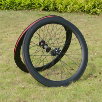 Full Carbon Road Bike Wheelset ( Disc Brake ) - 1 Pair Thru Axle Wheel Rim 38/50/60mm Front Axle 100*12mm / Rear Axle 142*12mm