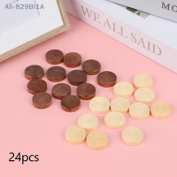 24Pcs/Set Solid Wooden Round Checkers Pieces Chess Backgammon Chess Pieces Board Game Components Game Accessories