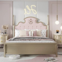 American Luxury Childrens Bed Frame Wood Storage Loft Bed Princess Comferter Cama Infantil Bedroom Set Furniture