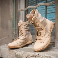 Breathable Men Desert Boots Tactical Military Boots Ultralight Combat Boots Outdoor Hiking Shoes Male Army Boot Large Size 49