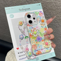 เคสโทรศัพท์, สำหรับ OPPO Reno 14, 14F และ 5G, เคสกันกระแทกแบบใสพร้อมขอบใสนุ่ม, การออกแบบดอกไม้คริสตั