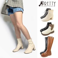 【Pretty】女靴 短靴 長靴 貼腿靴 馬丁靴 卻爾西 襪套靴 粗高跟 厚底(多款/23-25.5)