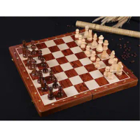 15 Inch Folding Wood Travel Wooden Chess Set with Storage Case