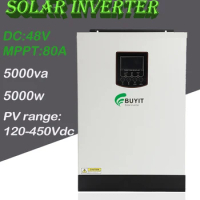 5000VA 5000w 48V Solar Inverter 80A MPPT Pure Sine Wave Inverter Off Grid solar Inverter without battery can running 120-450VD