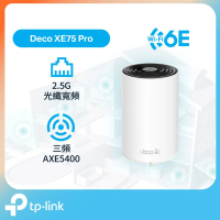 TP-Link Deco XE75 Pro AXE5400 三頻 Wi-Fi 6E Mesh 路由器  2.5G WAN/LAN | Mesh WiFi  (支援 2500M / 2.5G 光纖寬頻)