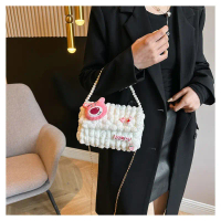 Túi tự đan gấu dâu EBI HANDMADE bằng len bông bi mềm mịn phối charm Lotso dễ thương quà tặng bạn gái
