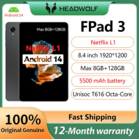 HEADWOLF FPad3 8.4inch Android 14Netflix L1 Tablet 8GB RAM 128GB ROM Unisoc T616 Octa-core 4G LTE Dual SIM Phone Tablet 5500 mAh