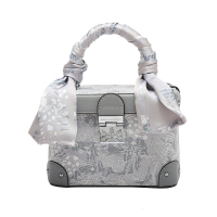 【巴黎精品】手提包真皮肩背包-絲巾手把繡花盒子女包包p1av77