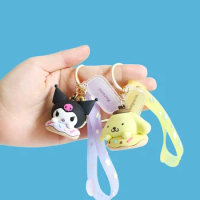 Sanrio Cartoon Animal Kuromi Hello Kitty Cinnamoroll Pompompurin Melody Pendant Keychain Key Ring Action Figures Model Toys Gift