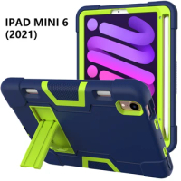 For iPad Mini 6 Case Shockproof Cover for iPad Mini6 2021 Tablet Shell With Apple Pencil Holder Charge Stand Protective Case