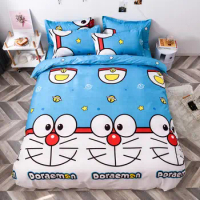 Doraemon Bed Set Boys Girls Students Sheets Duvet Cover Pillowcase dormitory cartoon cute bedsheet bedding bag quilt