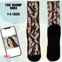 Customized Fashion Cartoon With Face Socks In The Photo and Text Personalized Thick Socks Couple Birthday Gift is Boyfriend
