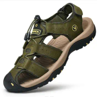 Fashion Men's Sandal Genuine Leather Men Shoes for Summer New comfortable Outdoor Walking Shoes Male Sandals Men Large size