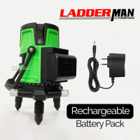 Professional Contractors LADDERMAN LDM-5-GREEN 5-Line 6-Point Laser Level, 360° Rotary Self-Leveling