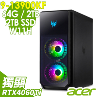 Acer 宏碁 PO5-650電競桌機(i9-13900KF/64G/2TB+2TB SSD/RTX4060Ti-8G/W11)/