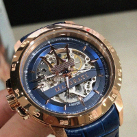 【MASERATI 瑪莎拉蒂】MASERATI手錶型號R8821119005(寶藍色錶面玫瑰金錶殼寶藍真皮皮革錶帶款)