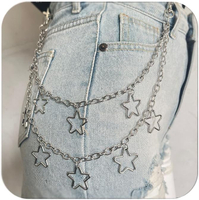 QWALIT Y2K Star Pants Chain for Men Jean Chains for Women Pocket Chain for Pants Biker Hip Punk Chai