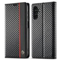 50pcs/lot For Galaxy A54 5G A14 4G/5G A34 5G A04 4G Carbon Fiber Wallet Leather Case For Samsung Galaxy A52 A72 5G A12 5G