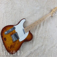 Top Quality Maple fingerboard Left Handed Sunburst Electric Guitar White Guard Board