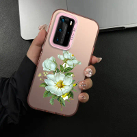เคสโทรศัพท์, สำหรับ Huawei P40 PRO, การออกแบบดอกไม้, โปร่งแสงกึ่ง, บางเฉียบ, ฝ้า, เคส
